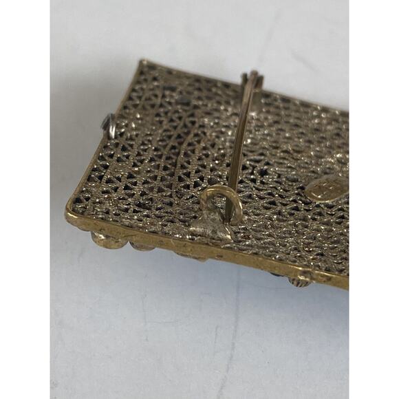 Czecho Black Glass Mourning Cameo Filigree Pin Brooch Pendant Vintage Antique? - Picture 7 of 13